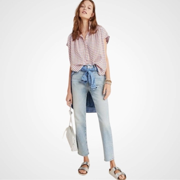 Anthropologie Tops - Pilcro Anthro. Serena Surf Casual plaid Henley cap sleeve carefree pullover top